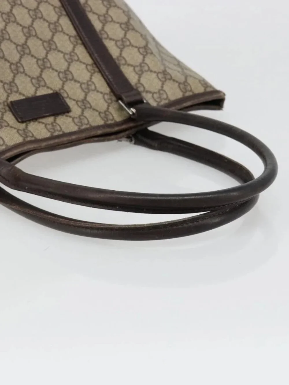 GUCCI GG Supreme Tote Bag PVC Beige Silver 114595 Auth 187099